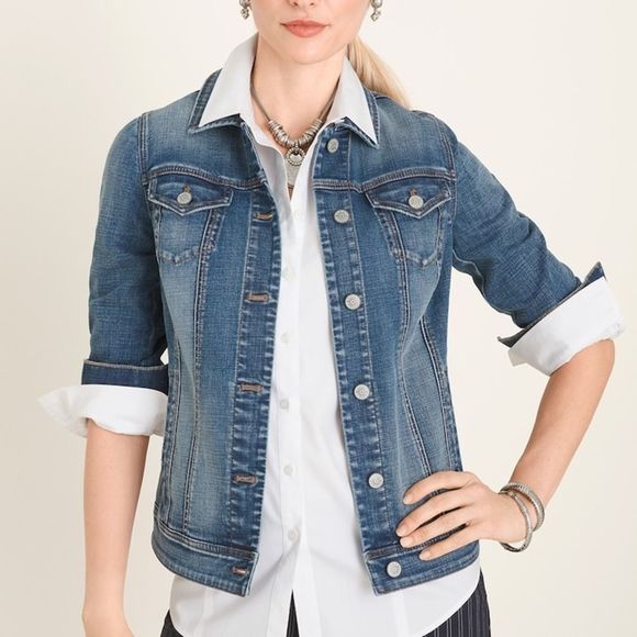 Chico's Jackets & Blazers - CHICO’s Distressed Jean Jacket Size 0